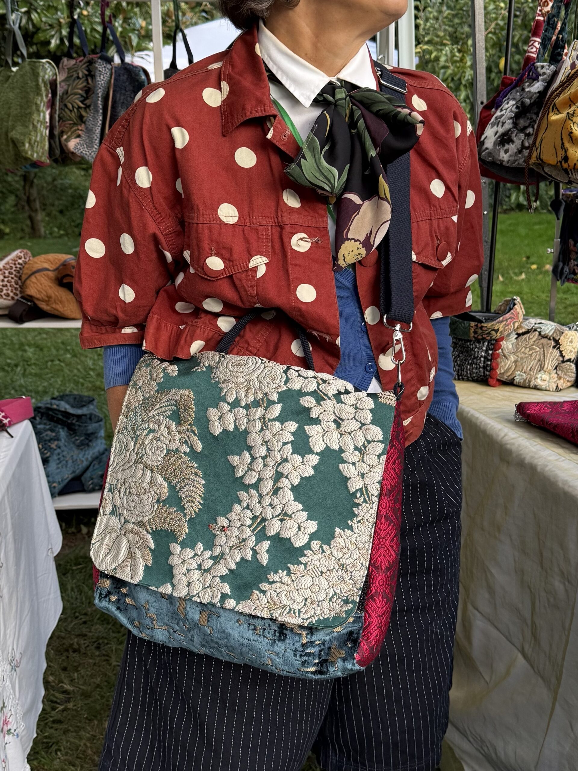 Borsa a tracolla LELLA broccato ottanio