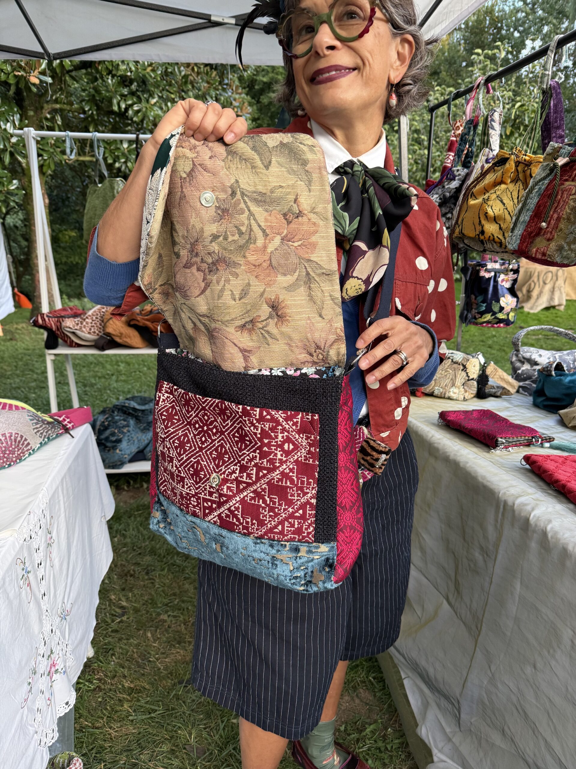 Borsa a tracolla LELLA broccato ottanio - immagine 2