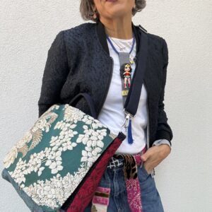 Borsa a tracolla LELLA broccato ottanio