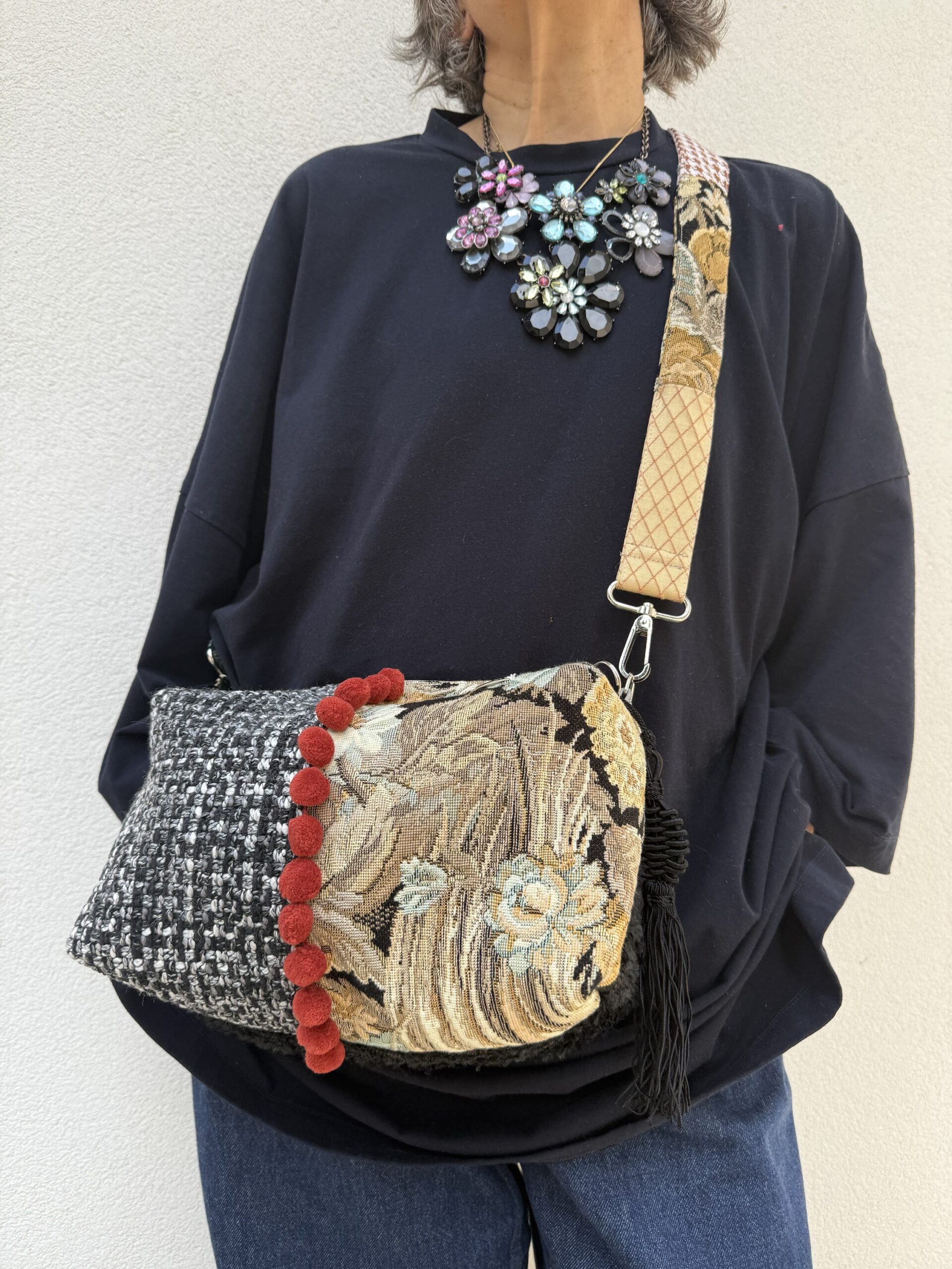 Borsa a tracolla SILVIA beige e grigio
