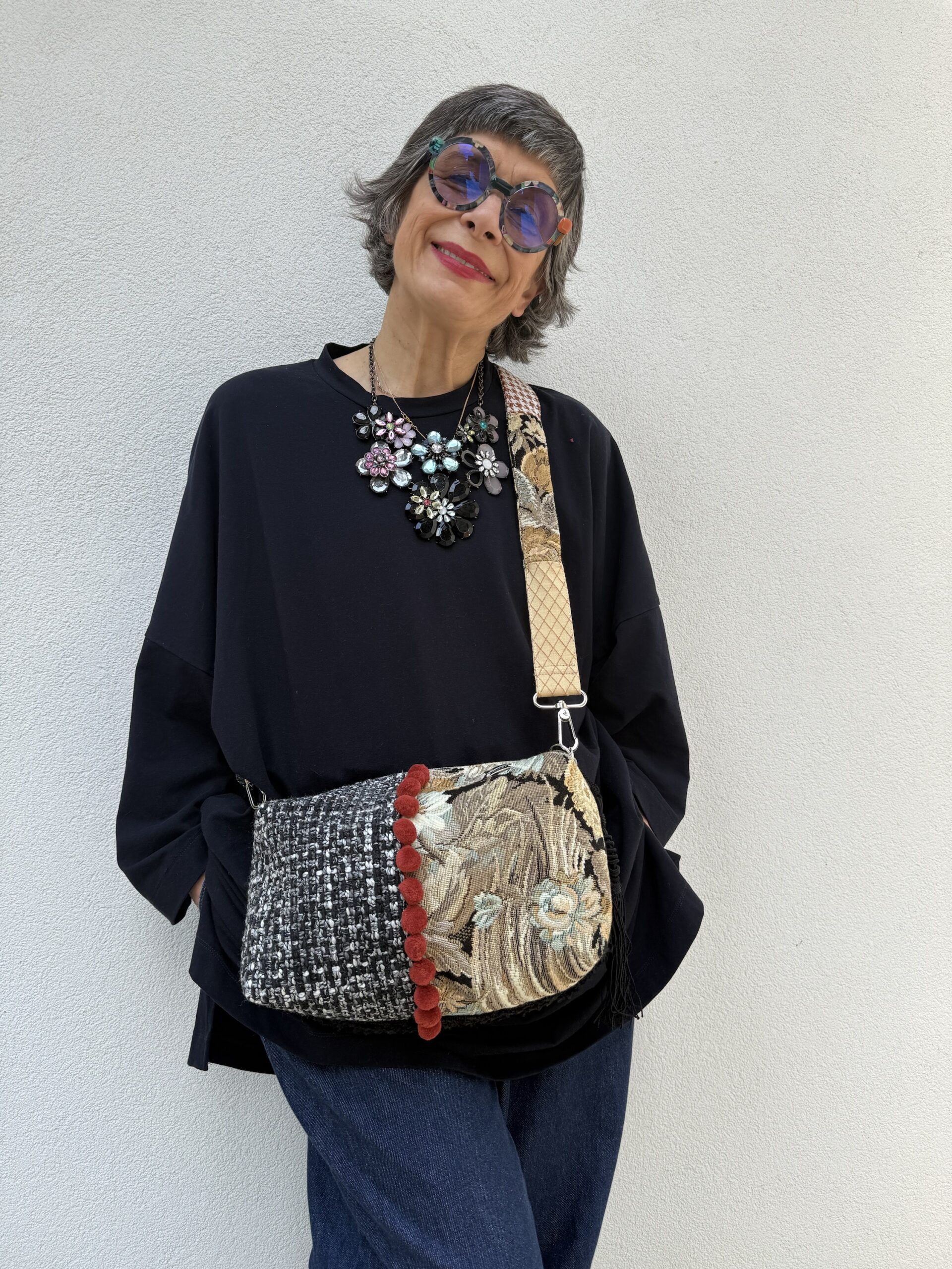 Borsa a tracolla SILVIA beige e grigio - immagine 2
