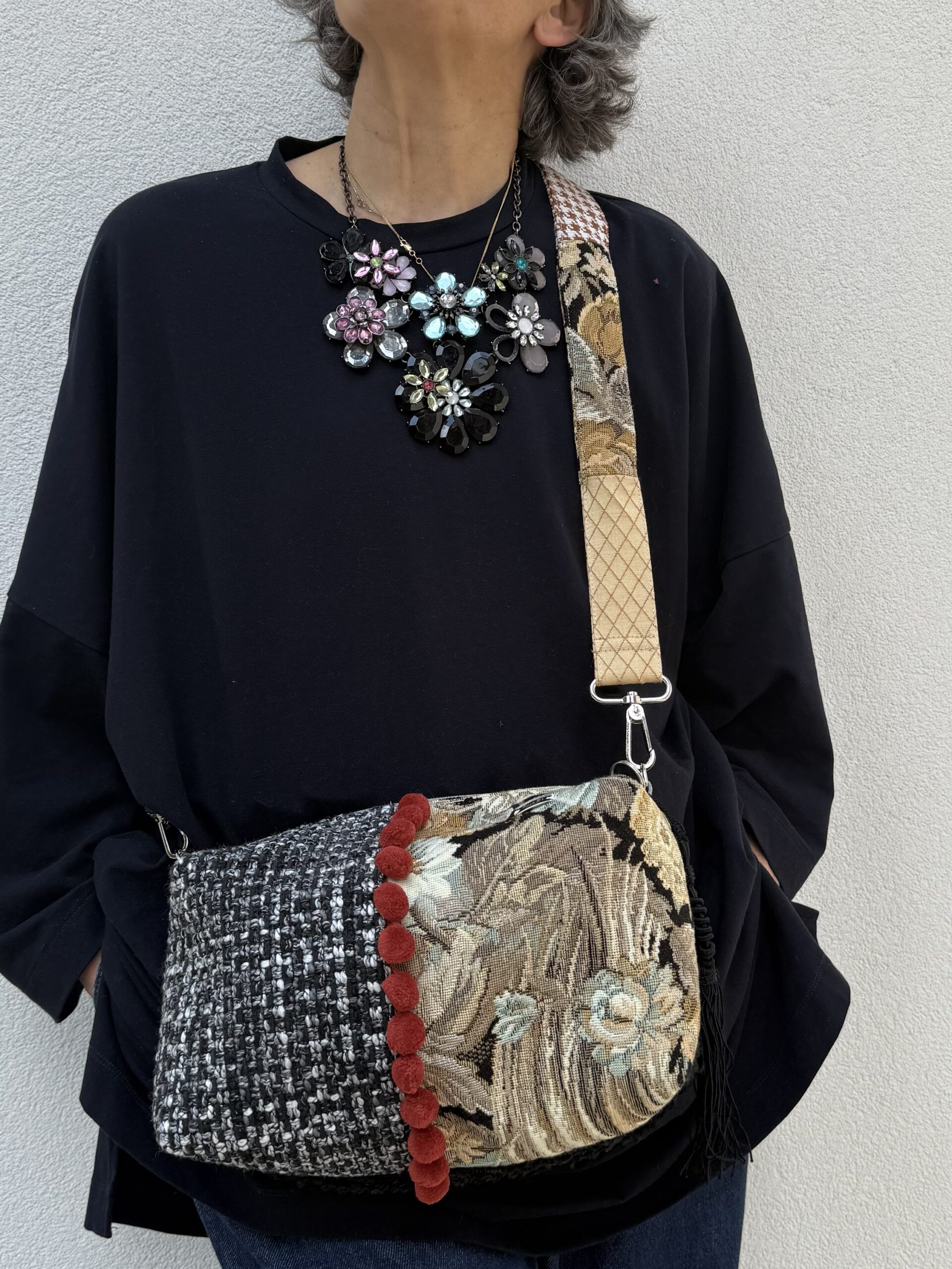 Borsa a tracolla SILVIA beige e grigio - immagine 3