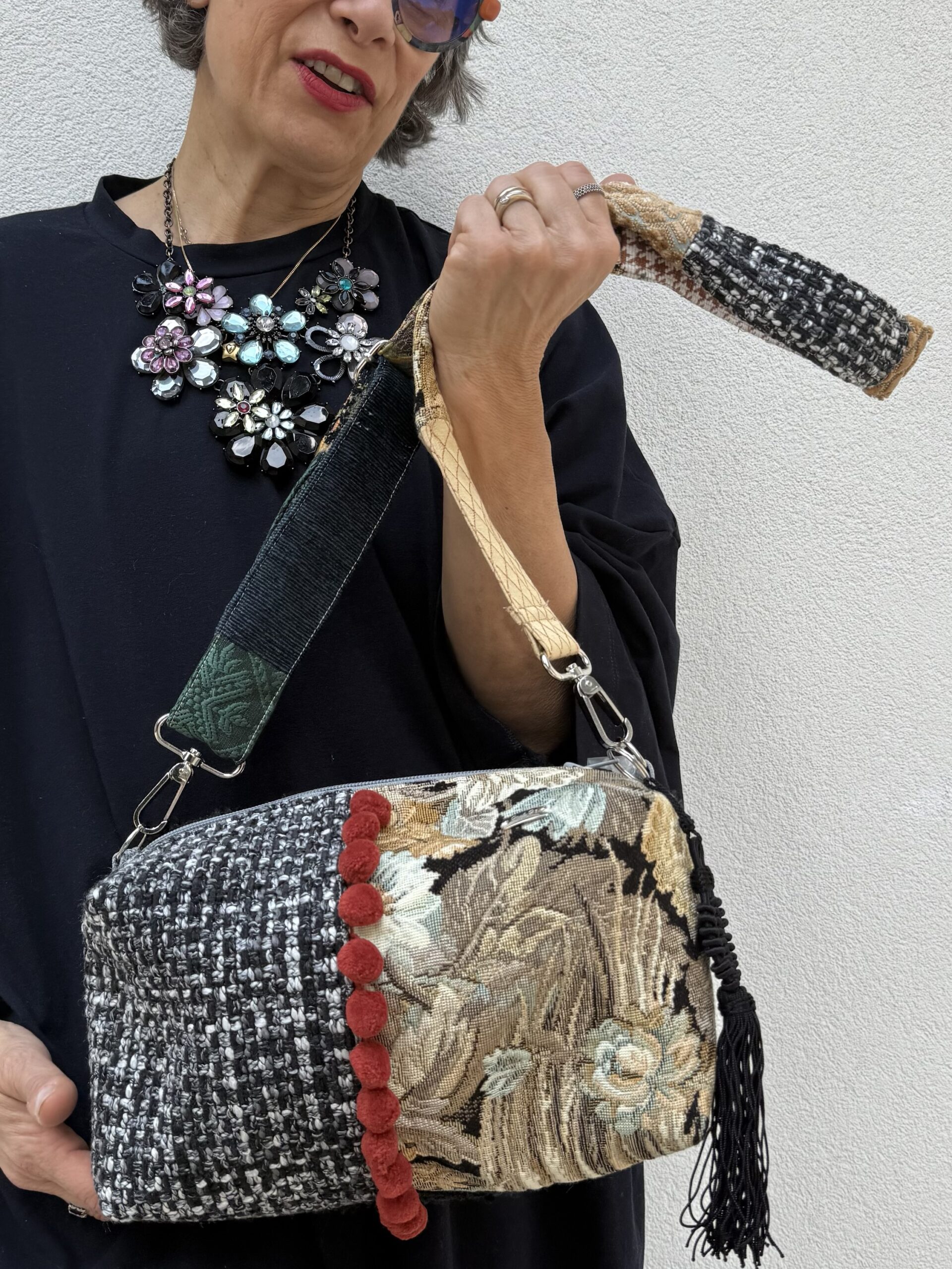 Borsa a tracolla SILVIA beige e grigio - immagine 4
