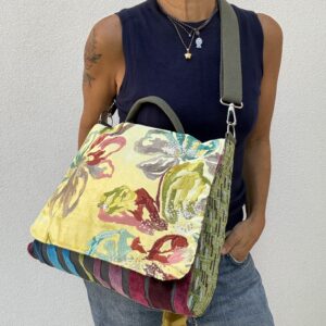 Borsa a tracolla LELLA giallo e ricami