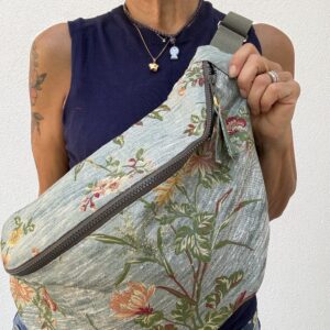 BORSUPIO broccato fiori verde acqua