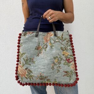 Borsa a mano CRISTINA broccato verde acqua