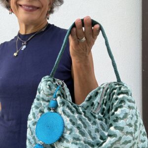 Borsa a mano LAURA leopardo turchese