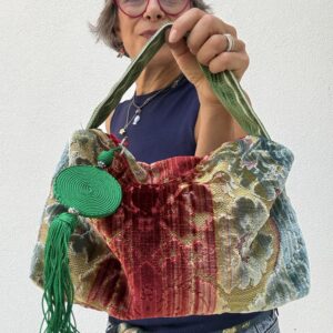 Borsa a mano LAURA verde e rossa