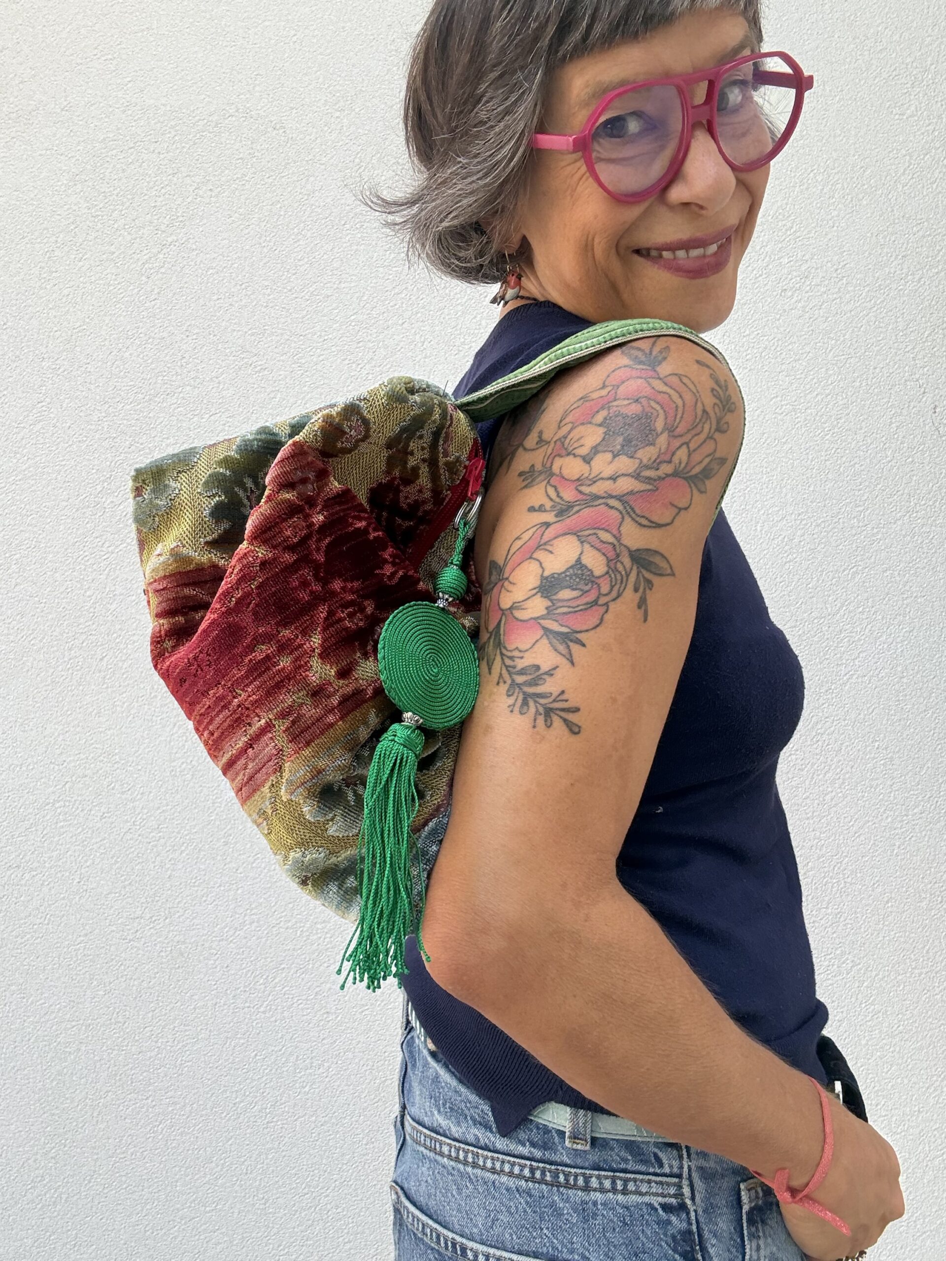 Borsa a mano LAURA verde e rossa - immagine 4
