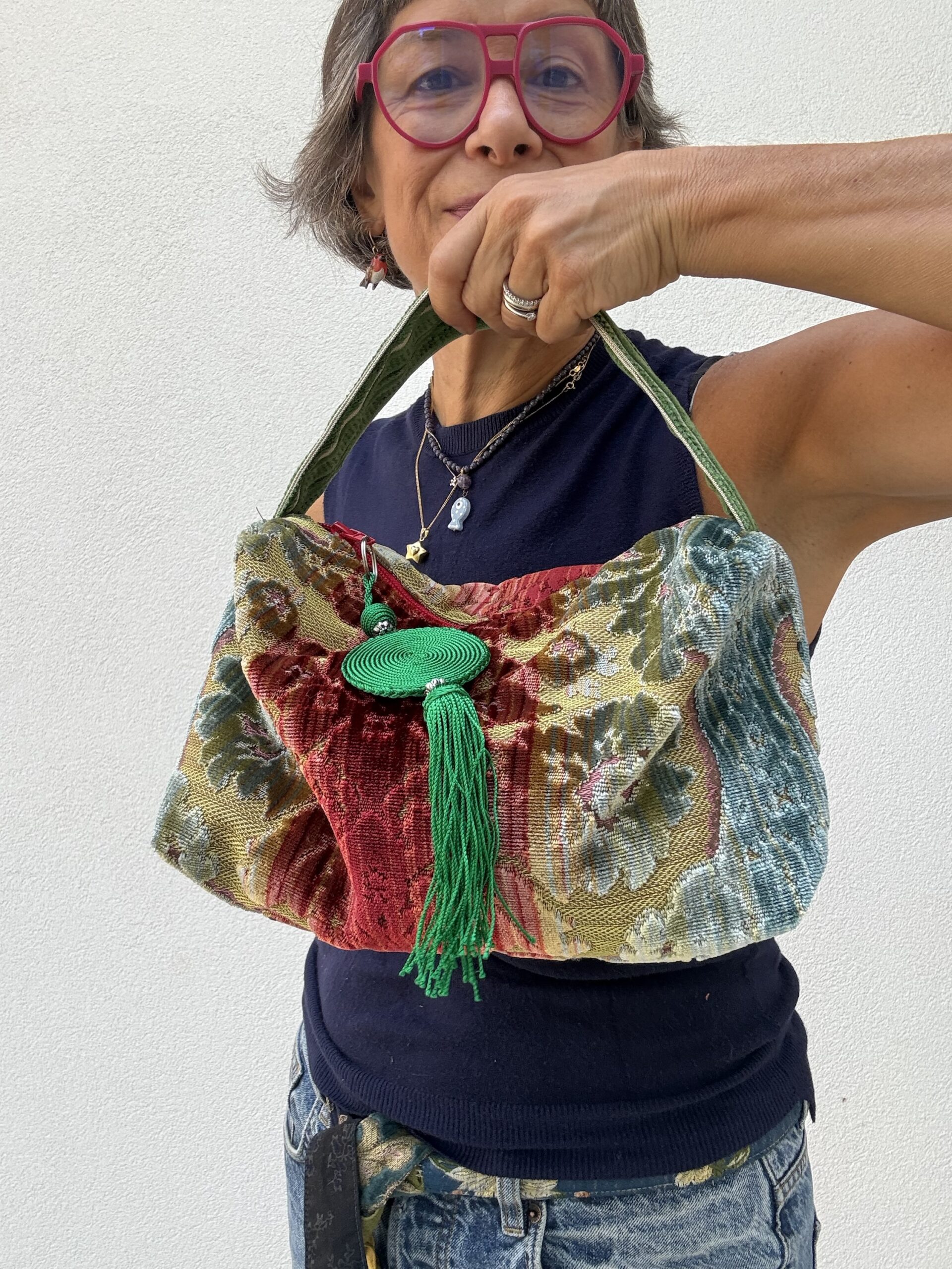 Borsa a mano LAURA verde e rossa - immagine 3