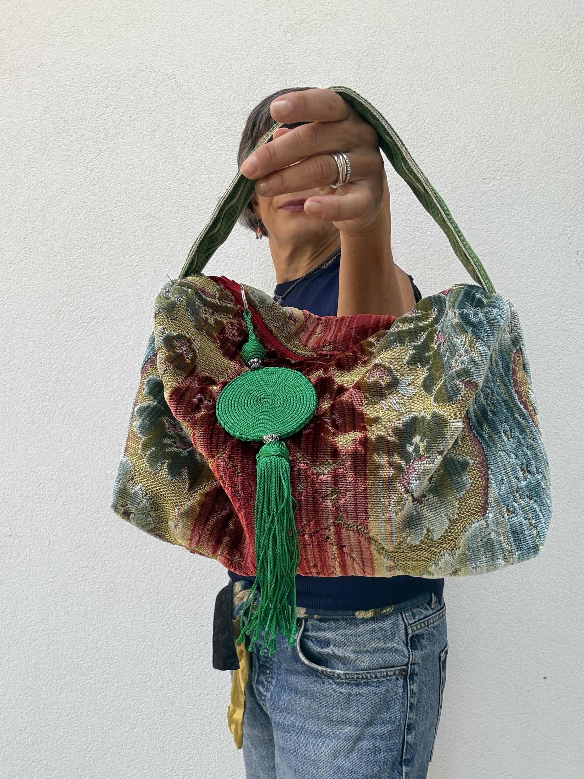 Borsa a mano LAURA verde e rossa - immagine 2