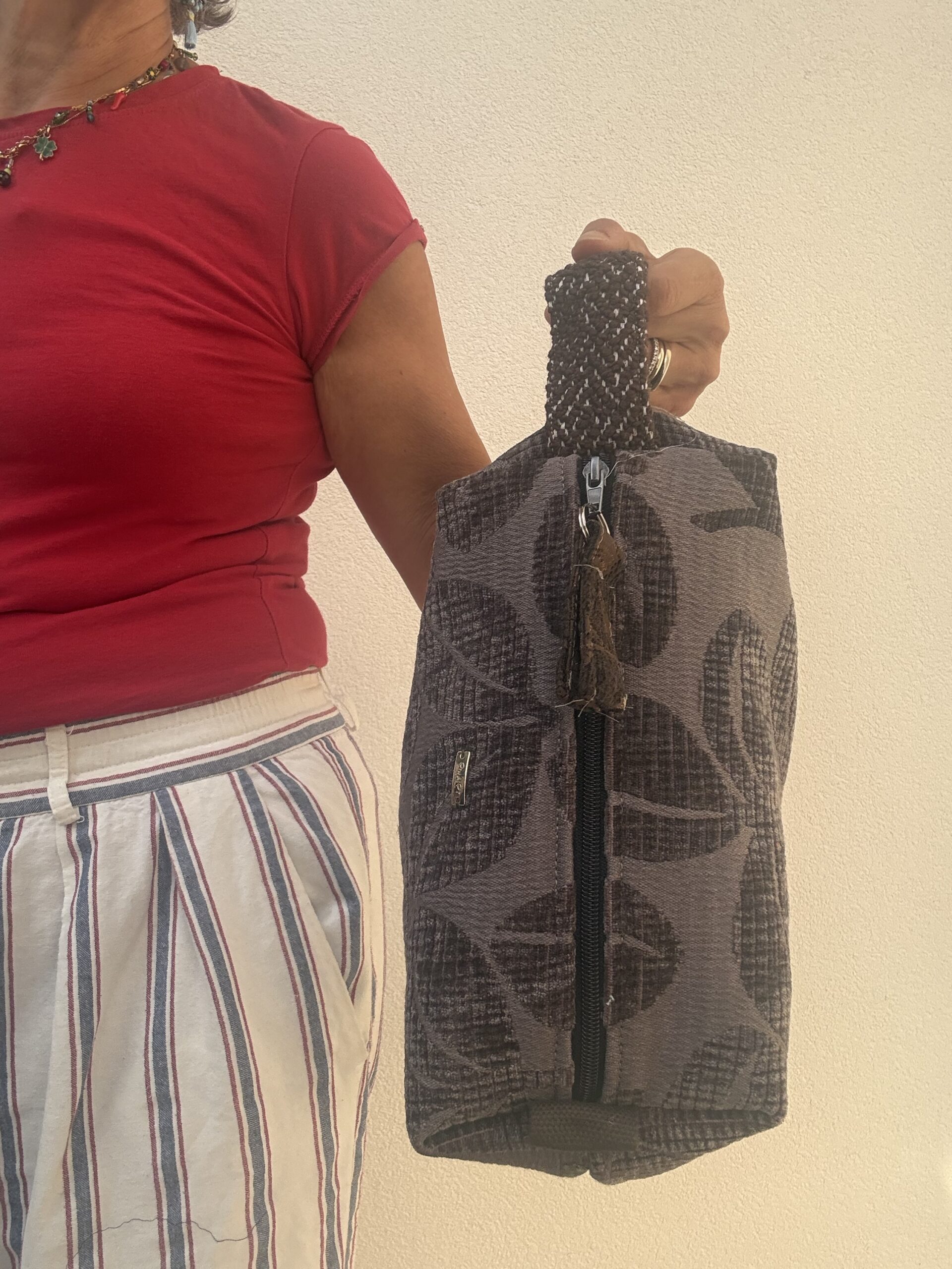 Pochette a mano ERIKA cotone operato marrone - immagine 3