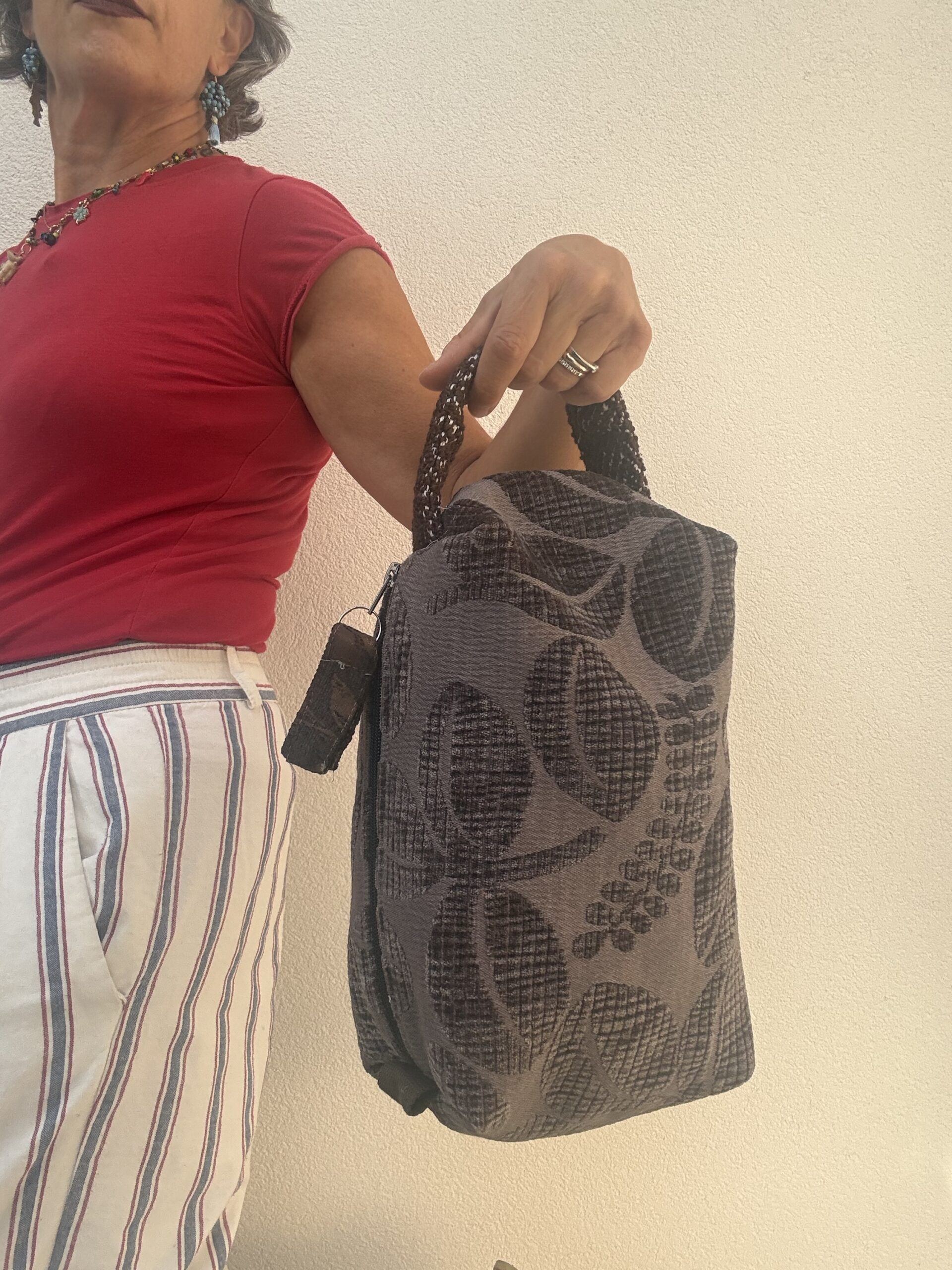 Pochette a mano ERIKA cotone operato marrone