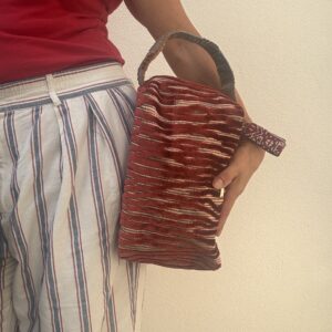 Pochette a mano ERIKA velluto righe ruggine